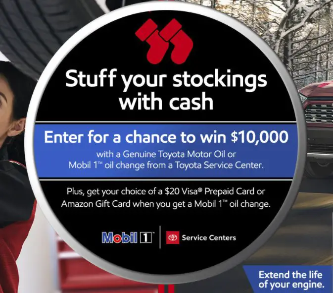 $10,000 Toyota Mobil 1 Cash Sweepstakes