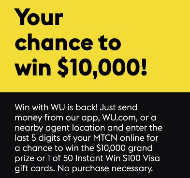 $10,000 Win with WU Contest