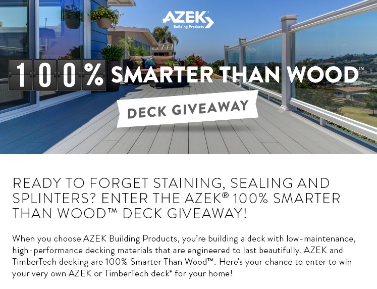 100% Smarter Than Wood Deck Giveaway