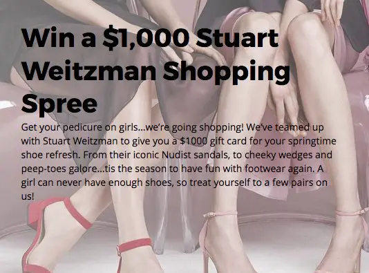 $1,000 Stuart Weitzman Shopping Spree Sweepstakes