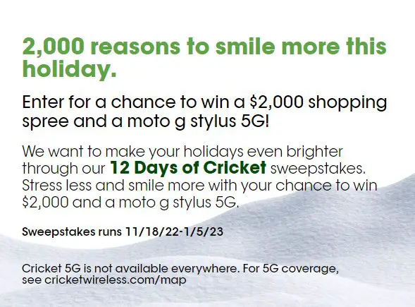 12 Days Of Cricket Sweepstakes - Win $2,000 Shopping Spree And A Free Phone