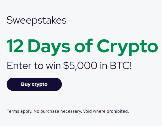 12 Days of Crypto Sweepstakes – Win $5,000 In Bitcoin