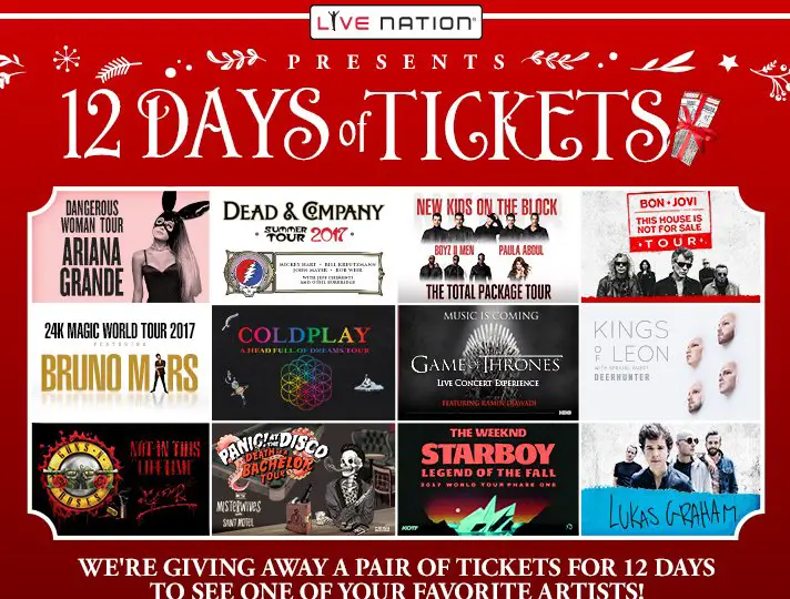 12 Days of Tickets Sweepstakes