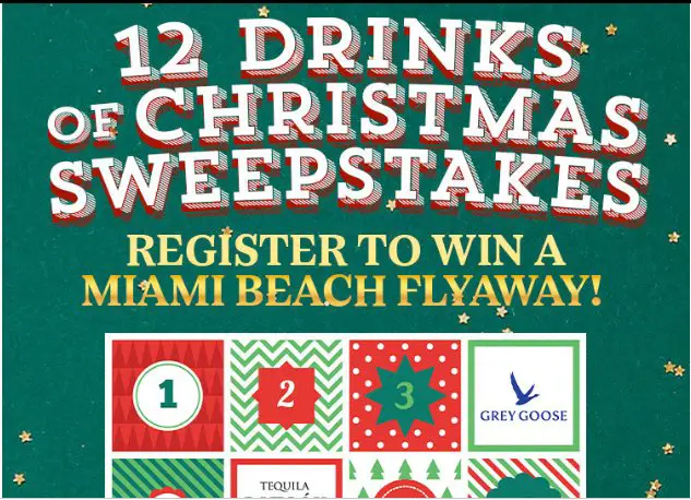 12 Drinks Of Christmas Sweepstakes – Win A Miami Beach Flyaway, Including Roundtrip Airfare & 2 Nights Hotel For 2