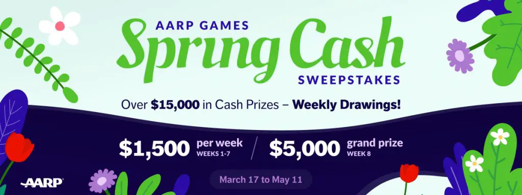 $15,500 Up For Grabs In The AARP Games Spring Cash Sweepstakes