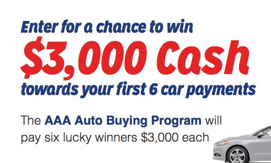 $18,000 for 6 Winners in the AAA National Auto Payments Sweepstakes!