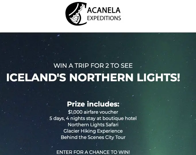 $2,000 Iceland's Northern Lights Sweepstakes