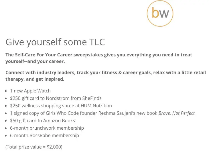 $2,000 Self-Care For Your Career Sweepstakes