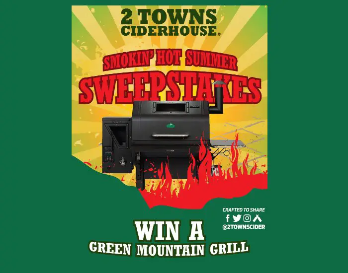 2 Towns CiderHouse Grill Sweepstakes 2023 - Win A Green Mountain Grill (Limited States)