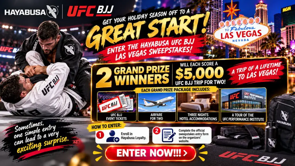 2 Winners Will Score A UFC Trip For 2 In The Hayabusa UFC BJJ Las Vegas Sweepstakes