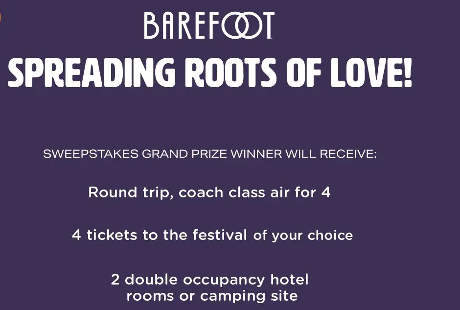 $20,000 The Barefoot Festival Flyaway Sweepstakes