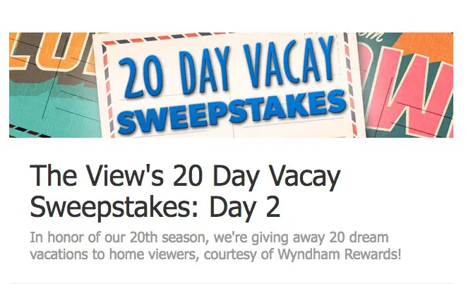 20 Day Vacay Sweepstakes! 20 Winners, $80,000!