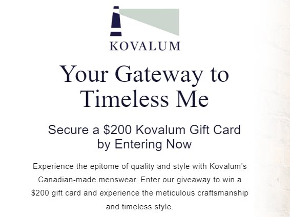 $200 Kovalum Gift Card Giveaway - Menswear Shopping Spree Up For Grabs