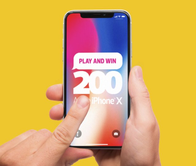 200 Winners, A iPhone X For Free!