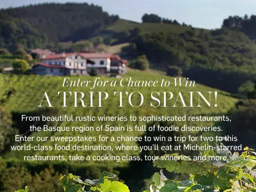 2016 Williams-Sonoma Win a Trip to Spain Sweepstakes!