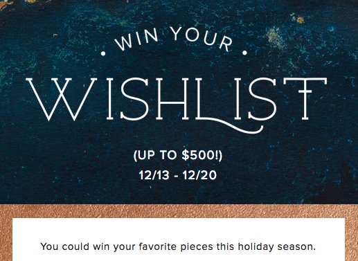 2016 Win Your Wishlist Sweepstakes