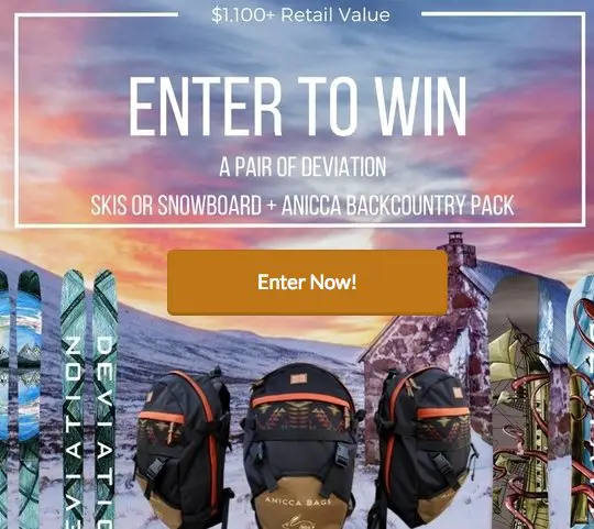 2017 Deviation Skis & Snowboard Sweepstakes