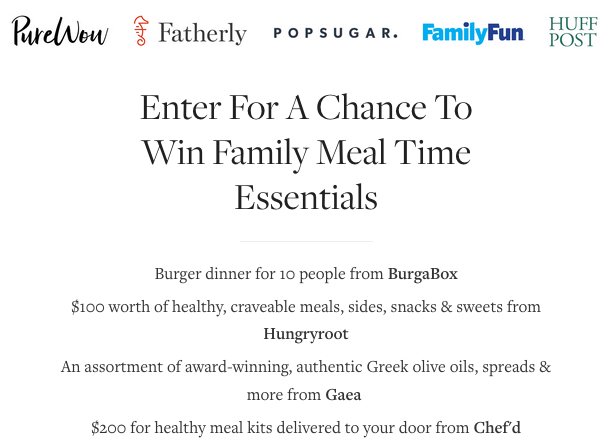 2017 Family Meal Time Giveaway