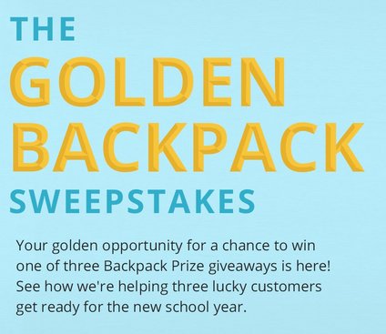 2017 Golden Backpack Sweepstakes