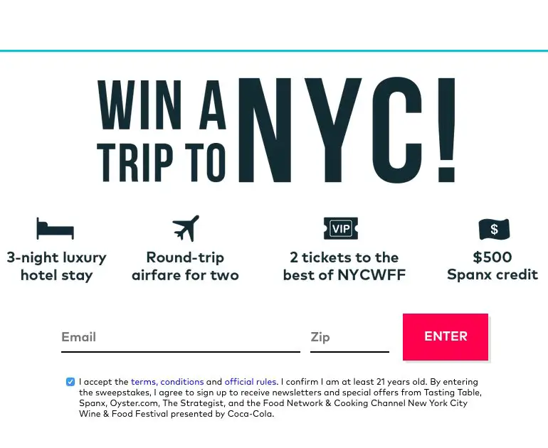 2017 Trip to New York Sweepstakes