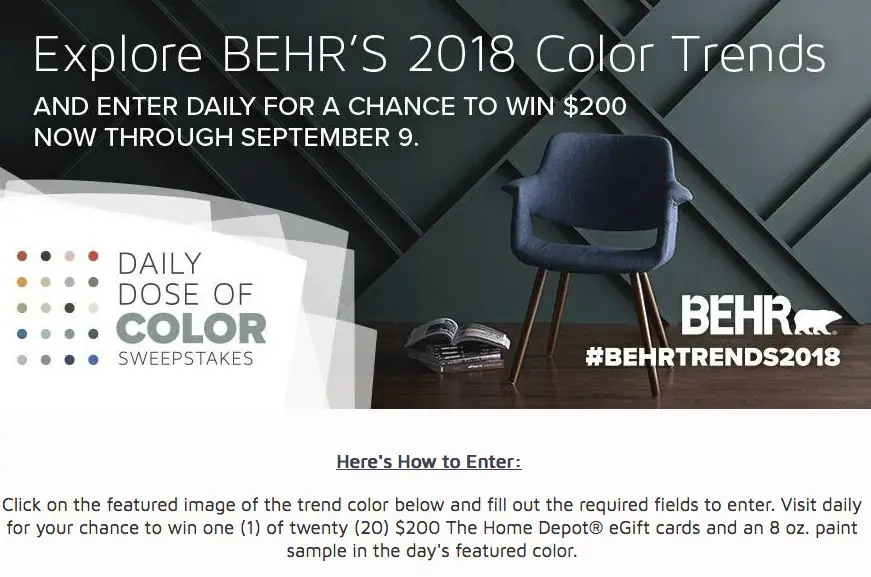 2018 Color Trends Daily Dose Of Color Sweepstakes