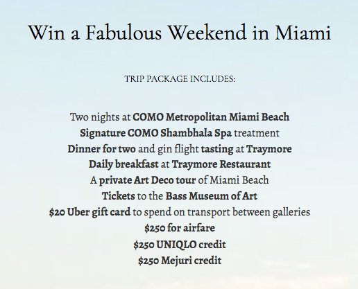 2018 Miami Getaway Sweepstakes