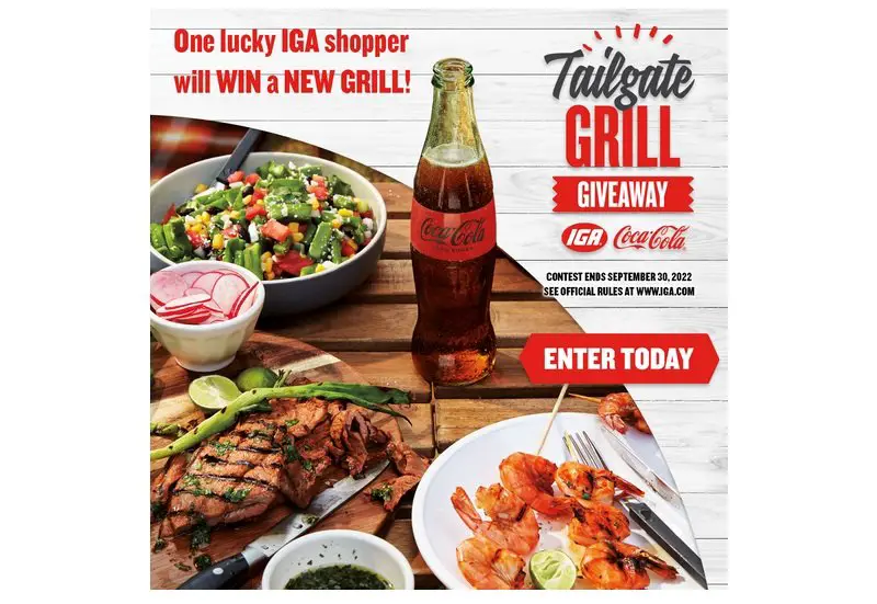 2022 IGA and Coca-Cola Tailgate Grill Giveaway - Win a Traeger Grill or a Yeti Cooler