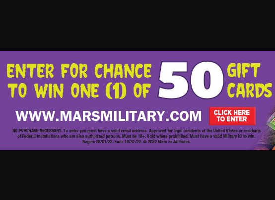 2022 MARS Halloween Sweepstakes - Win 1 Of 50 $50 Gift Cards
