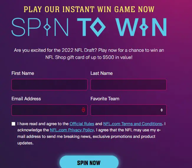 2022 NFL Sweepstakes - Win $10 To $500 NFL Shop Gift Cards Or NFL-Signed Footballs