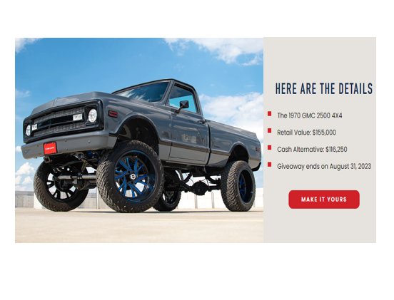 2023 One Country 1970 GMC 2500 4x4 Giveaway - Win A  $155,000 Truck Or $116,000 Cash