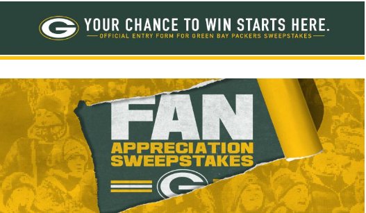 2024 Green Bay Packers Fan Appreciation Sweepstakes – Win Tickets To The Packers vs. Chicago Game & More (11 Winners)