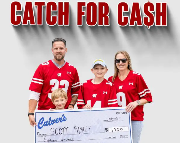 2026 Culver’s Catch for Cash Sweepstakes - Win a VIP Wisconsin Football Family Experience for 4