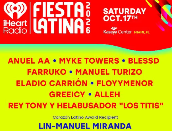 2026 iHeartRadio Fiesta Latina Flyaway Sweepstakes – Win an iHeartRadio Fiesta Latina Trip for 2; 30 Winners