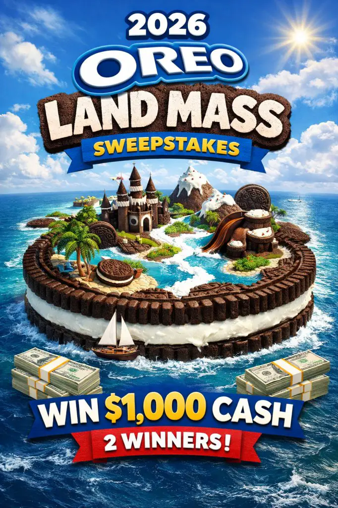 2026 Oreo Land Mass Sweepstakes – Win $1,000 Cash (2 Winners)