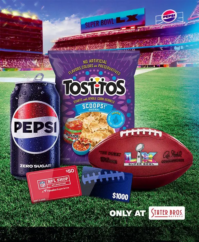 2026 Pepsi Super Bowl Sweepstakes - Win $1,000 In Stater Bros Markets Gift Cards & More (60 Winners)