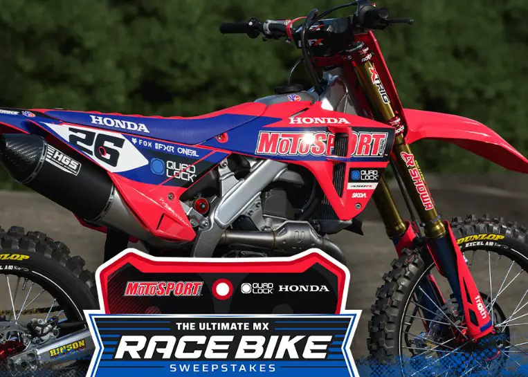 2026 Ultimate MX RaceBike Sweepstakes - Win a 2026 Honda CRF450R Quad Lock Honda Replica Racebike.