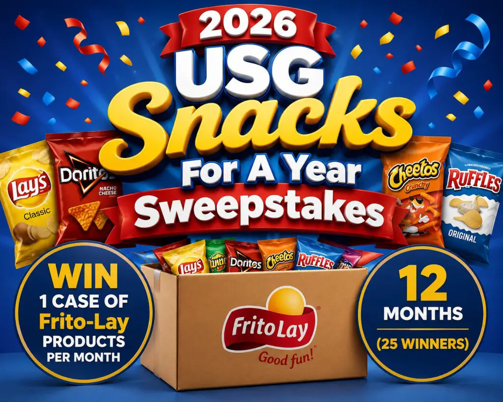 2026 USG Snacks For A Year Sweepstakes – Win 1 Case Of Frito-Lay Products Per Month For 12 Months (25 Winners)