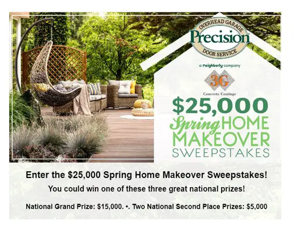 $25,000 Spring Home Makeover Sweepstakes - Win $15,000 Or $5,000 Cash