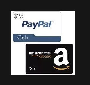 $25 Amazon gift code or PayPal