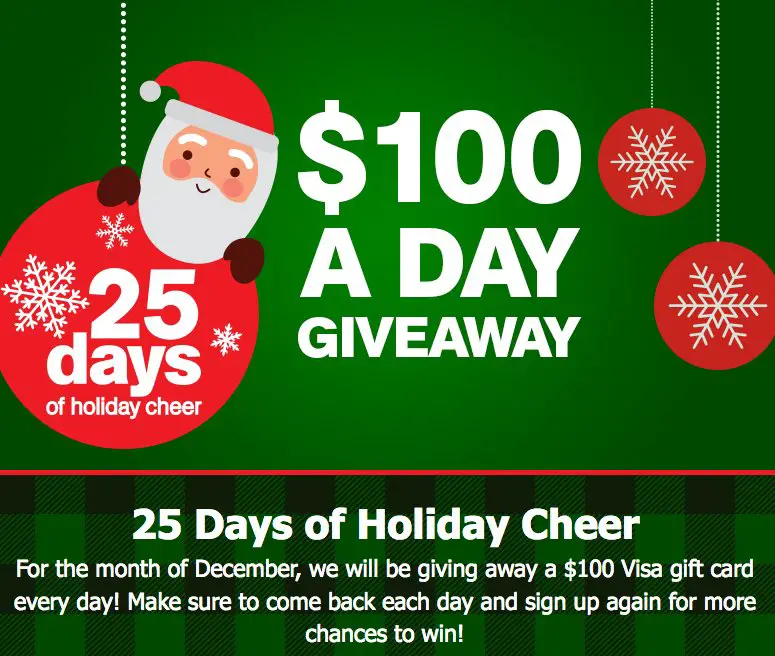 25 Days Of Holiday Cheer $100 Giveaways