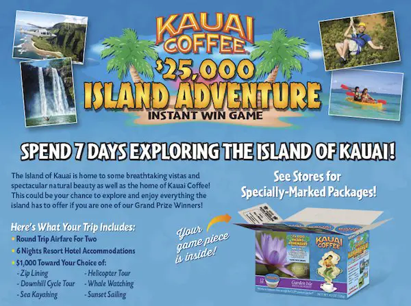 "$25,000 Island Adventure" Instant Win Sweepstakes! 5 Winners