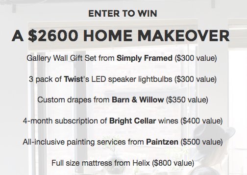 $2,600 Home Makeover Sweepstakes