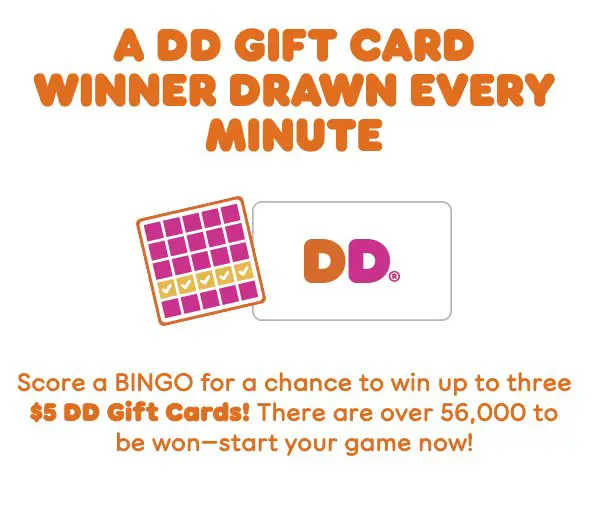 $280,000 Dunkin Donuts Bingo Instant Win Game