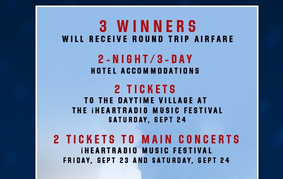 3 Winners! iHeartRadio Music Sweepstakes!