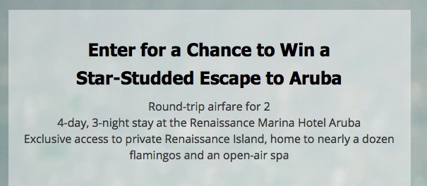 $3,200 Escape to Aruba Sweepstakes!