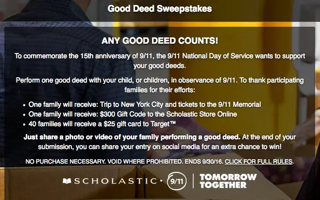 $3800 Good Deed Sweepstakes!
