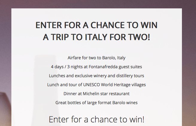 $4,000 Trip To Italy Sweepstakes!
