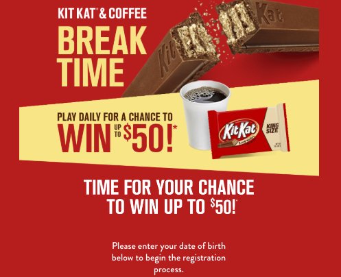 $45,000 Kit Kat Break Time Instant Win Game