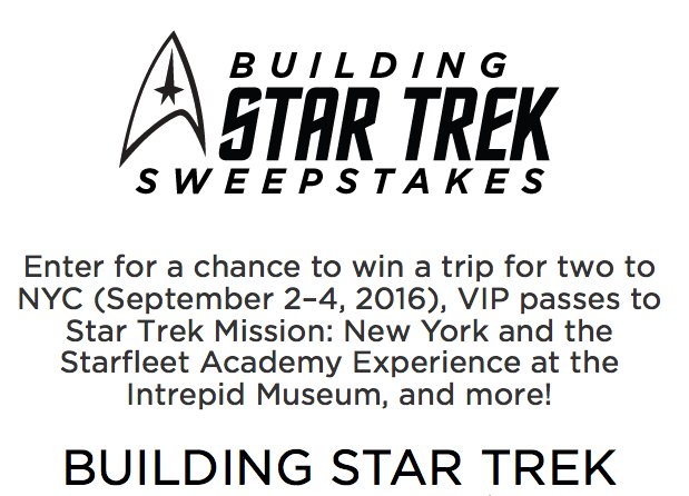 $4,770 Smithsonian Channel Building Star Trek Sweepstakes is a Hit!