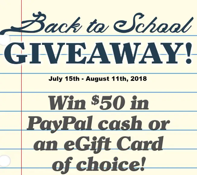 $50 in Paypal Cash or an eGift Card of Choice